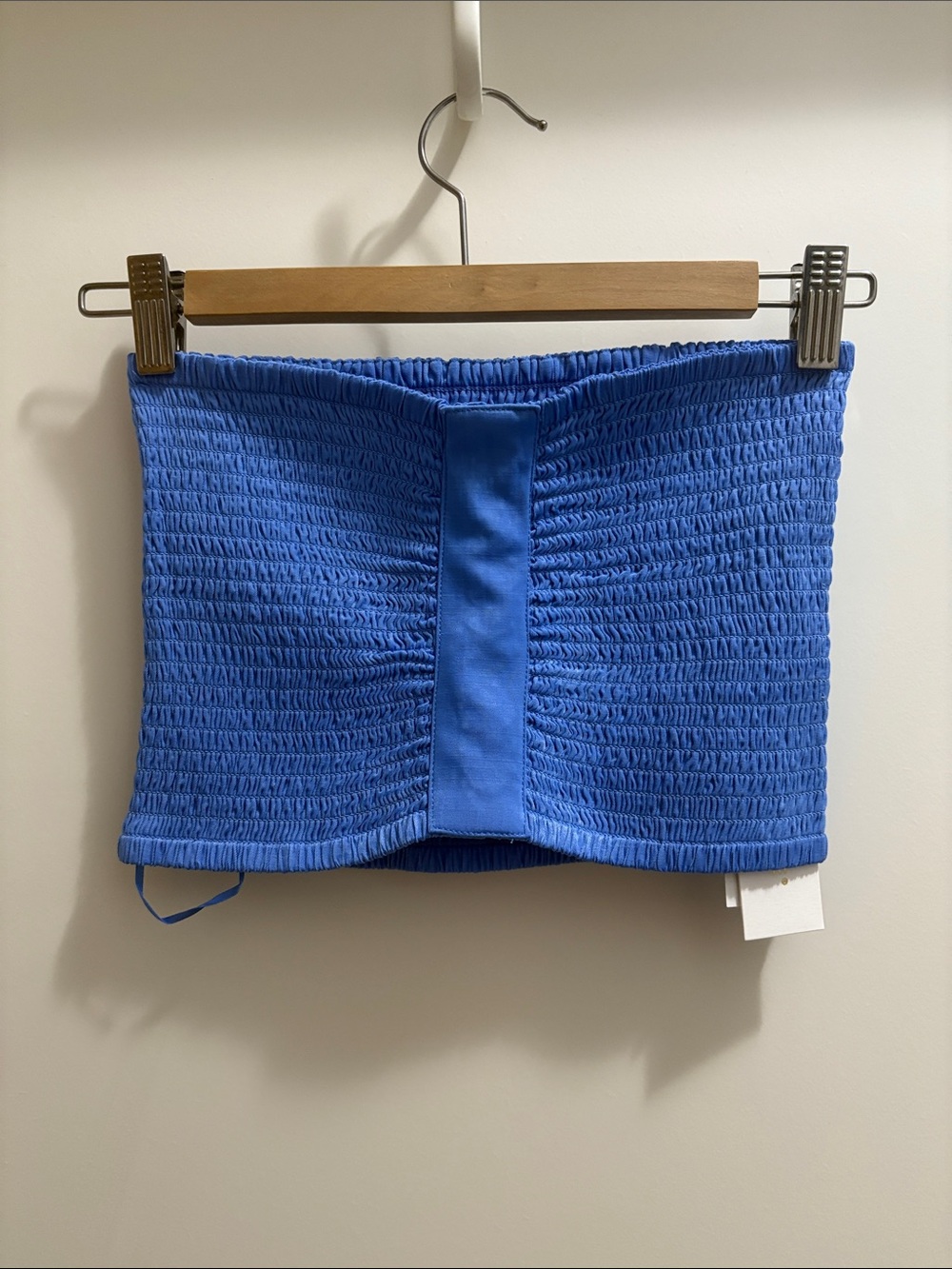 l*space Royal Blue Smocked Tube Crop Top with Center Panel